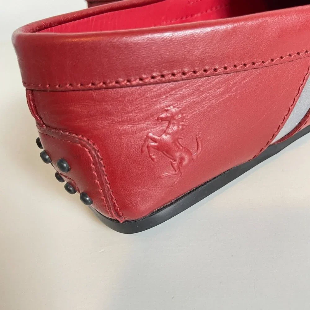 Tod's Ferrari Red Leather City‎ Gommino Cavallino 3D Loafer Shoes, Size Tod's 7
